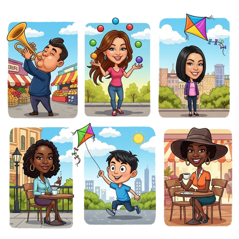 Whimsical Caricatures & Cartoons for All Cultures