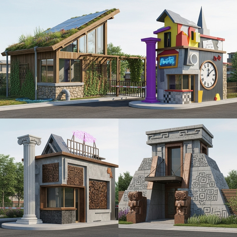 Innovative 3D Residential Complex Design with Diverse Guardhouses Innovative 3D Residential Complex Design with Diverse Guardhouses