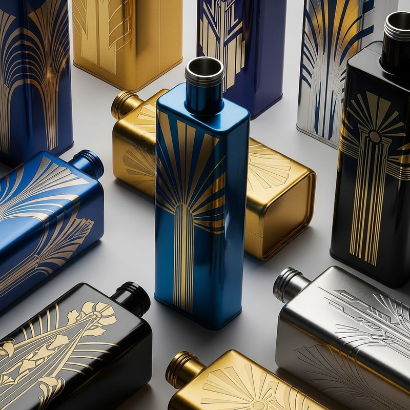 Abstract Deco Art: Oil Containers in Artful Display