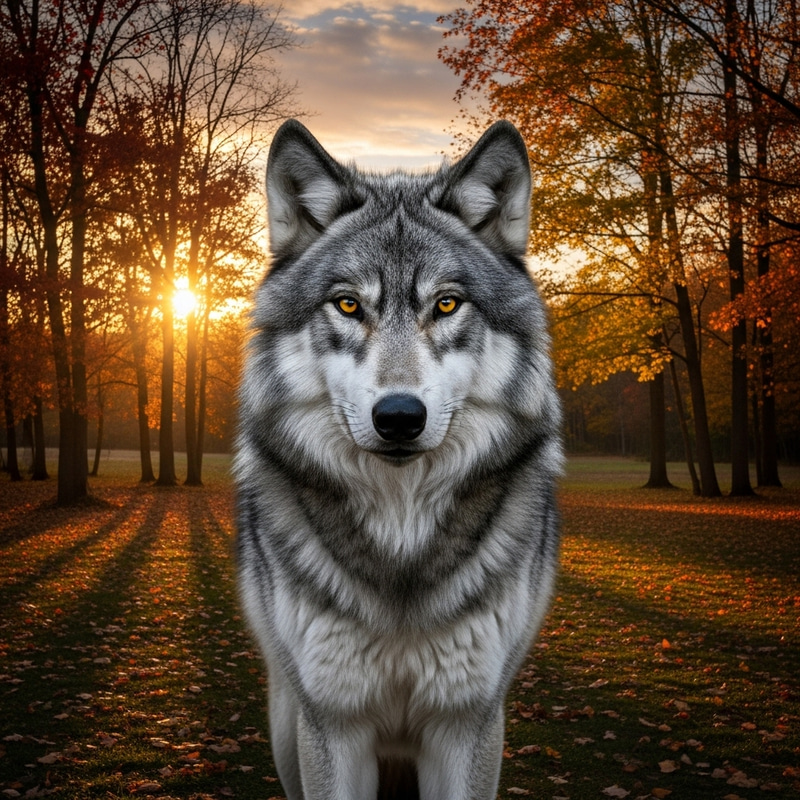 Majestic Grey Wolf in Autumn Forest | Nature Photography Majestic Grey Wolf in Autumn Forest | Nature Photography