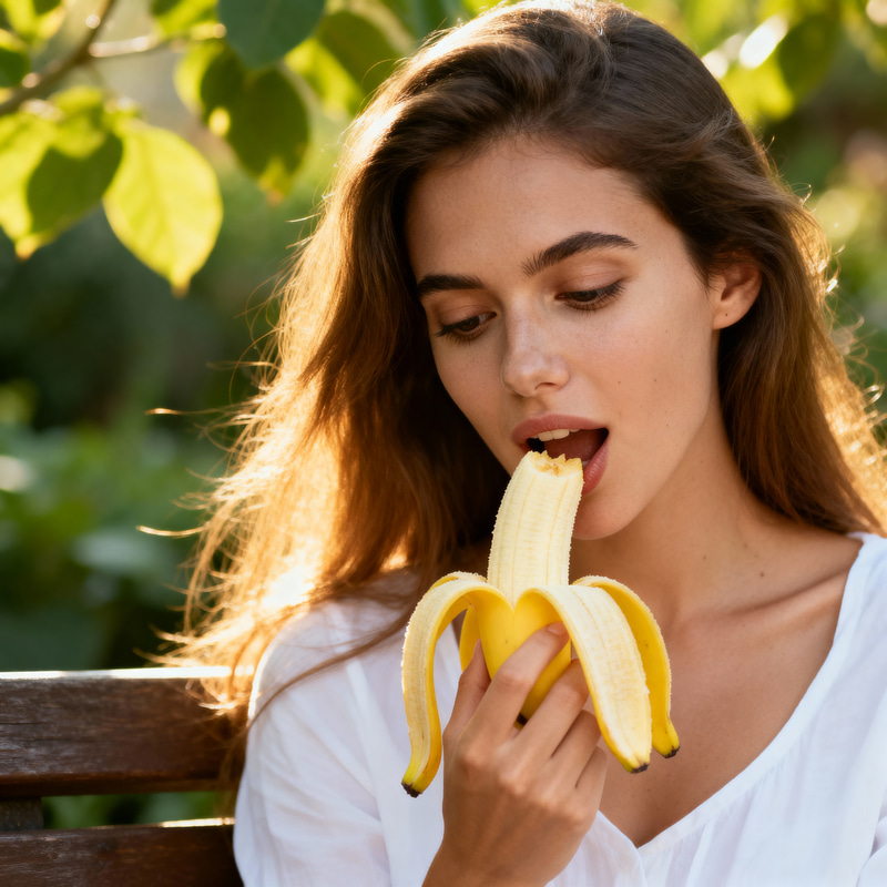 Beautiful Woman Enjoying a Banana