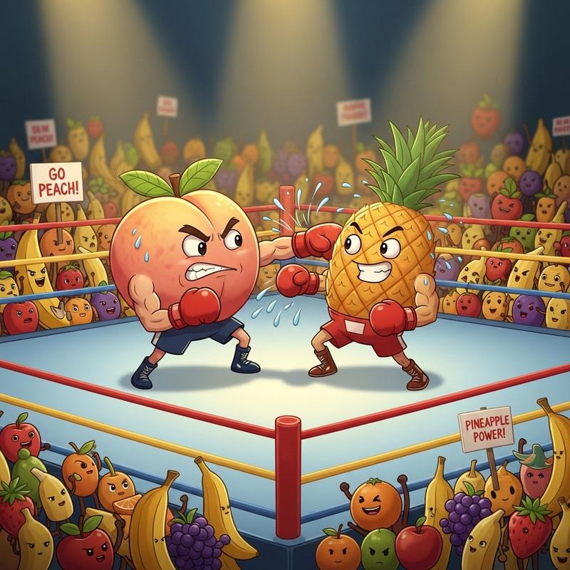 Peach vs Pineapple: The Ultimate Fruit Boxing Match Peach vs Pineapple: The Ultimate Fruit Boxing Match