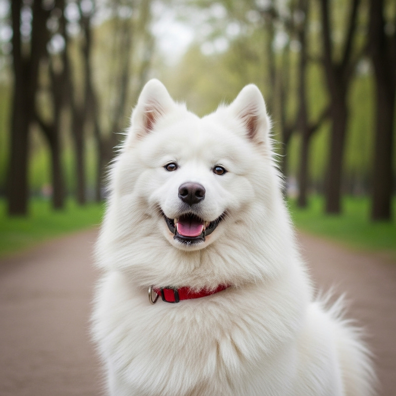Beautifully Painted Samoyed Dog - Fluffy Charm with Twinkling Eyes Beautifully Painted Samoyed Dog - Fluffy Charm with Twinkling Eyes