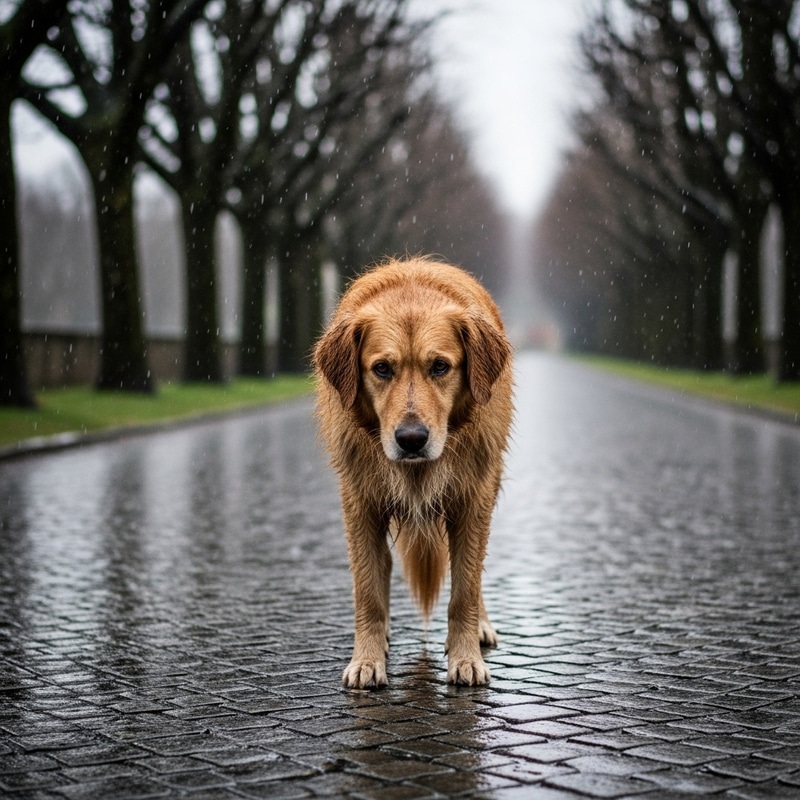 Lonely Dog In Rain | Moody Skies Lonely Dog In Rain | Moody Skies