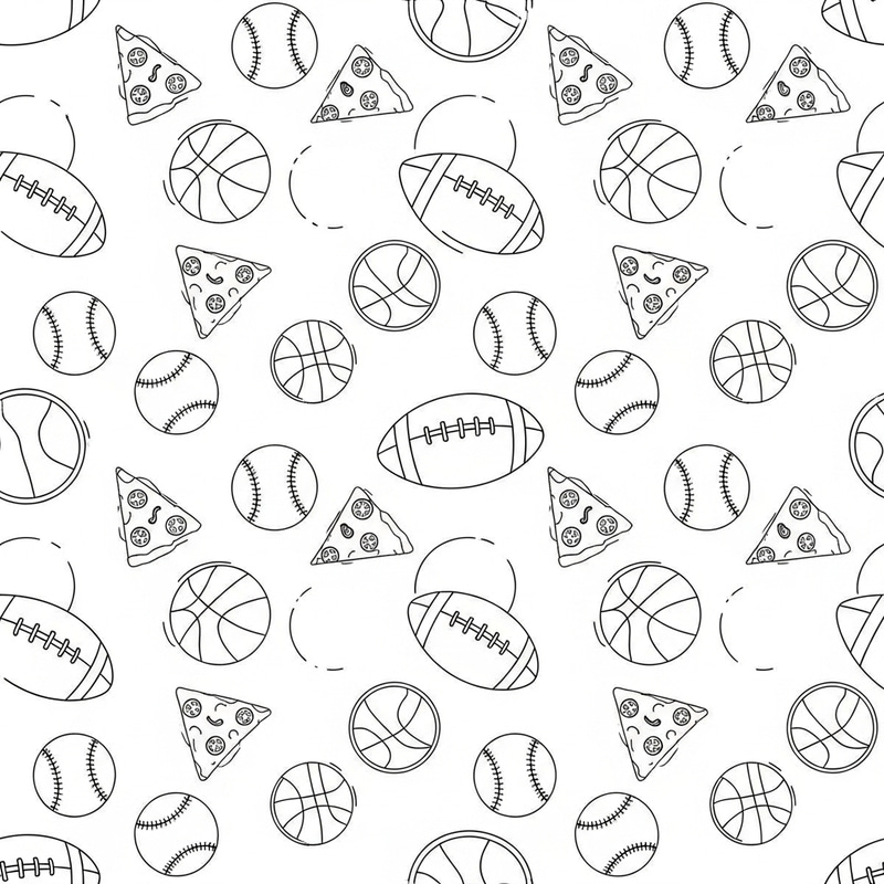 Playful Sports and Pizza Pattern Design Playful Sports and Pizza Pattern Design