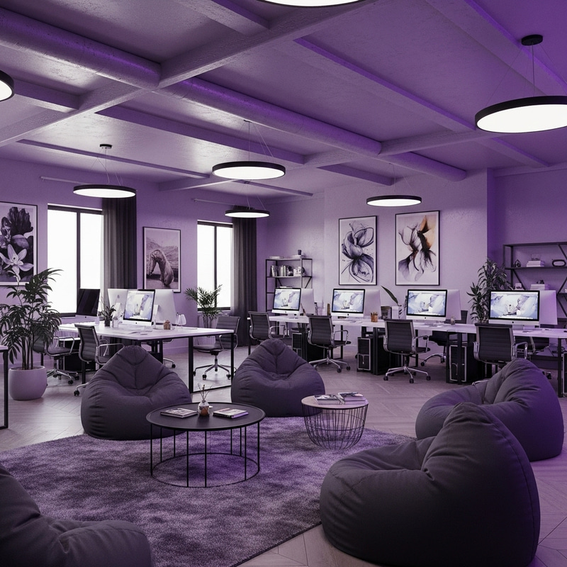 Creative Minimalist Office Space in Purple & Black