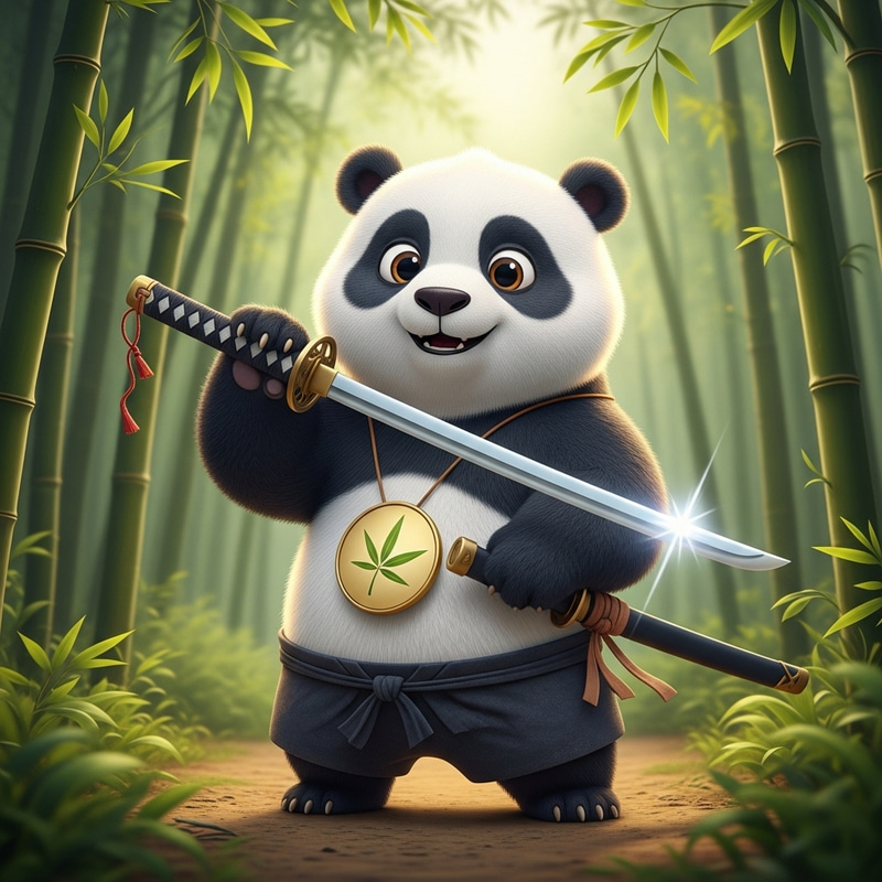 Anime Panda with Katana - Martial Arts Pose Anime Panda with Katana - Martial Arts Pose