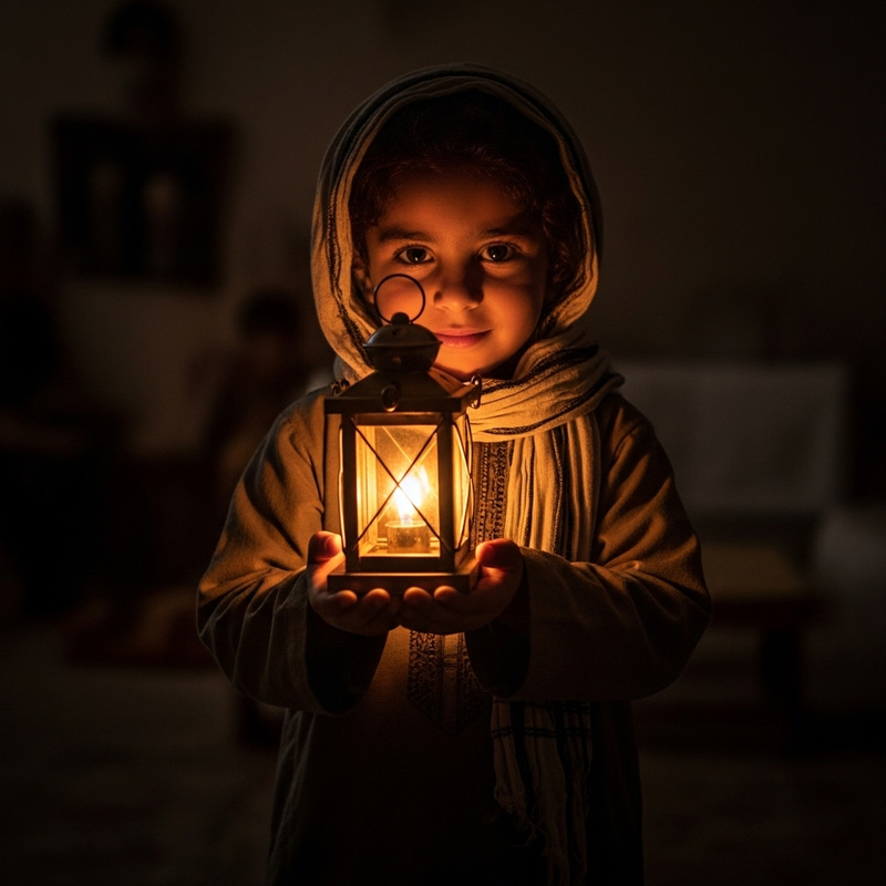 Empowering Hope: A Child's Determination Shines with Glowing Lantern Empowering Hope: A Child's Determination Shines with Glowing Lantern