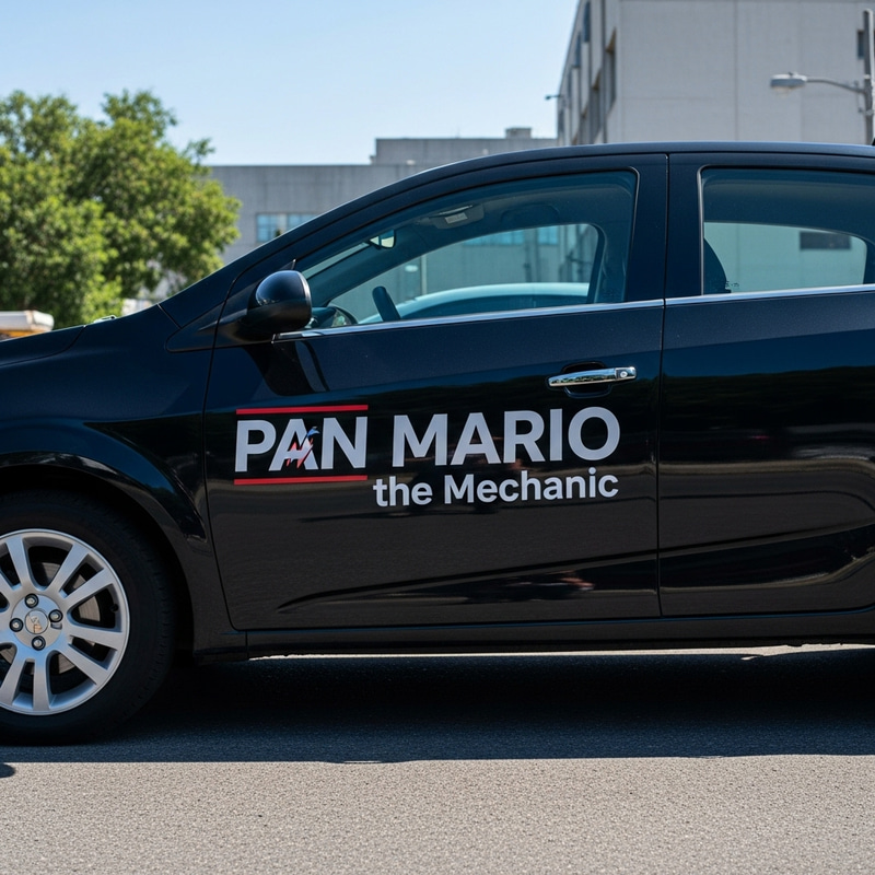 Black Chevrolet Sonic 'PAN Mario the Mechanic' Logo Black Chevrolet Sonic 'PAN Mario the Mechanic' Logo