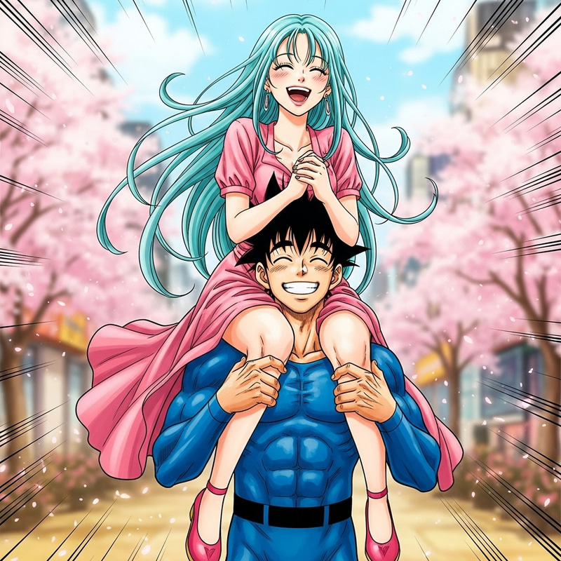 Bulma and Vegeta Engage in Manga-Style Interaction