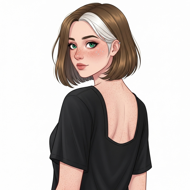 Distinctive Girl with Unique Hair and Freckles Distinctive Girl with Unique Hair and Freckles