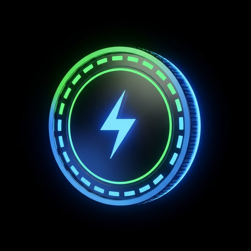 Energy Token in Electric Blue & Green | Symbolic Coin Energy Token in Electric Blue & Green | Symbolic Coin
