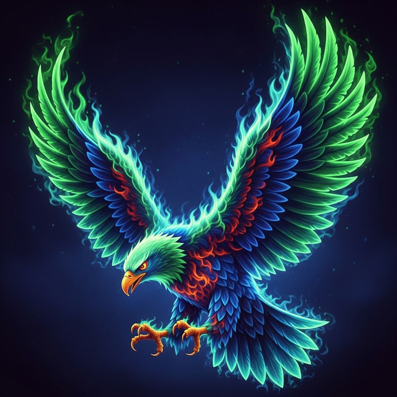 Majestic Green & Blue Fire Eagle