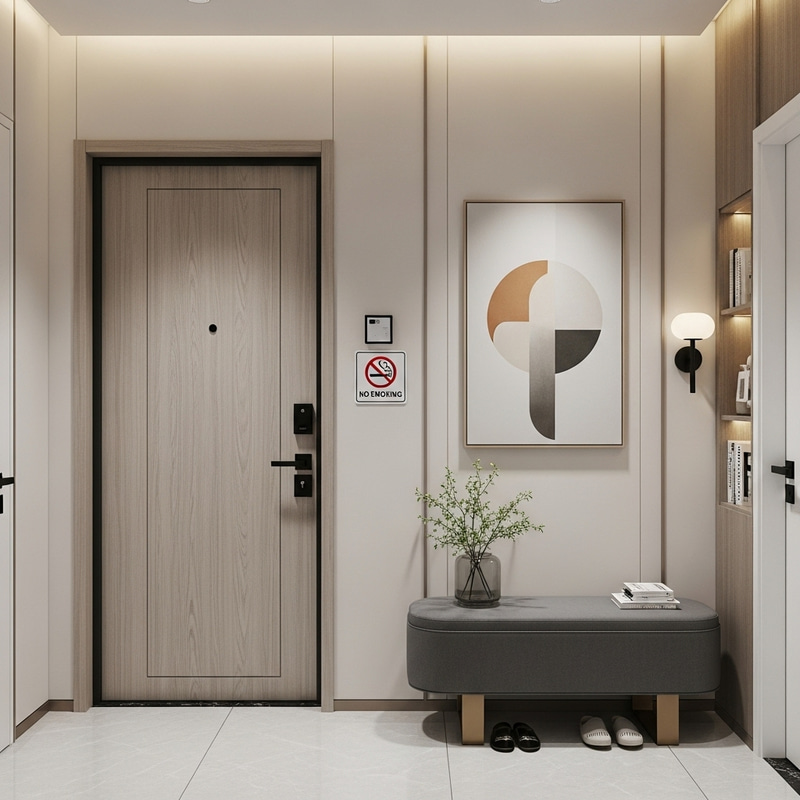 Stylish Minimalist Entrance with No Smoking Sign Stylish Minimalist Entrance with No Smoking Sign