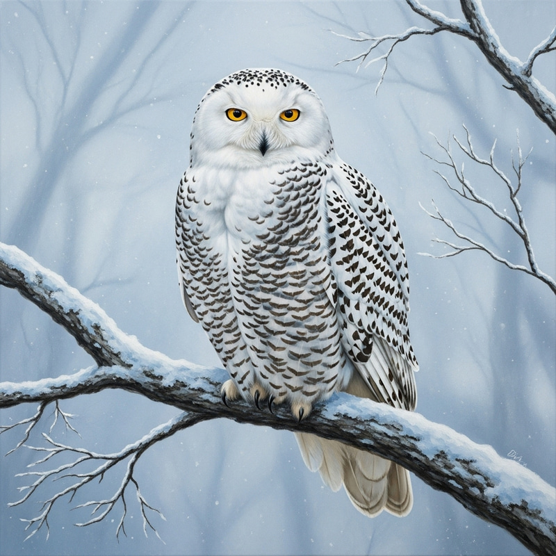 Majestic Snowy Owl Painting: Hyper-Realistic Wildlife Art Majestic Snowy Owl Painting: Hyper-Realistic Wildlife Art