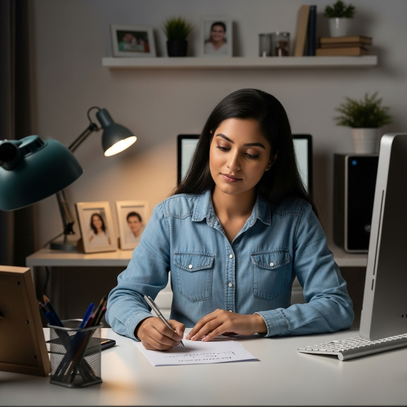 Future Desires: Young Mother Planning in Home Office Future Desires: Young Mother Planning in Home Office