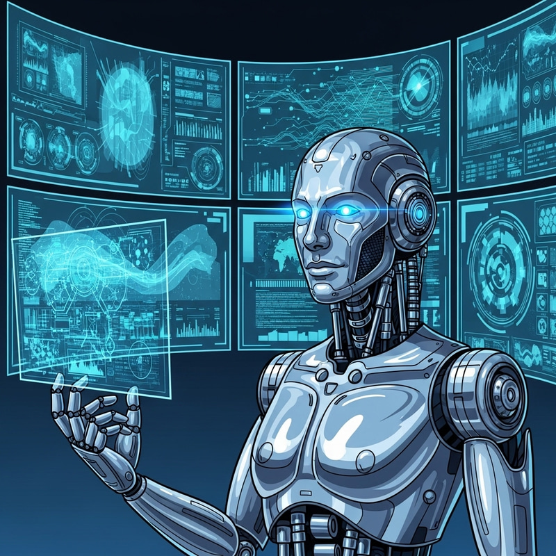 AI Robot on Digital Screens