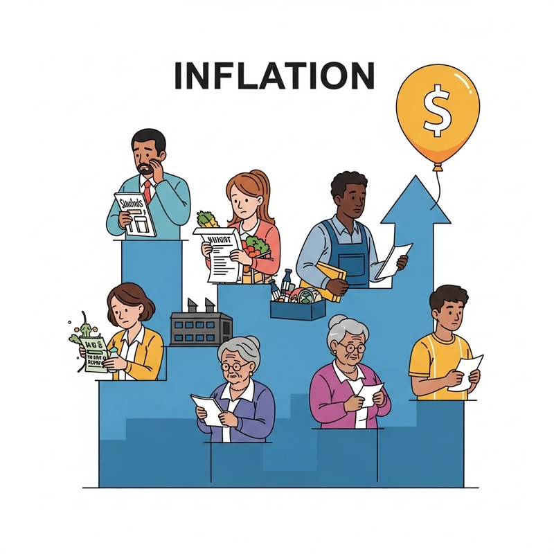 Illustration of Inflation's Toll on People: Real-Life Scenarios Illustration of Inflation's Toll on People: Real-Life Scenarios