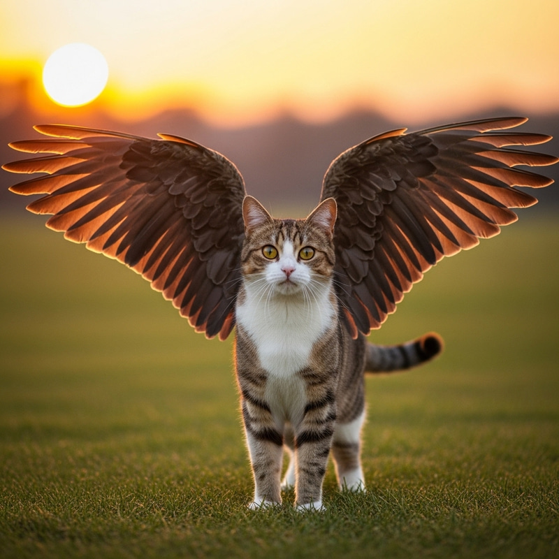 Majestic Winged Tabby Cat with Angelic Wings Majestic Winged Tabby Cat with Angelic Wings