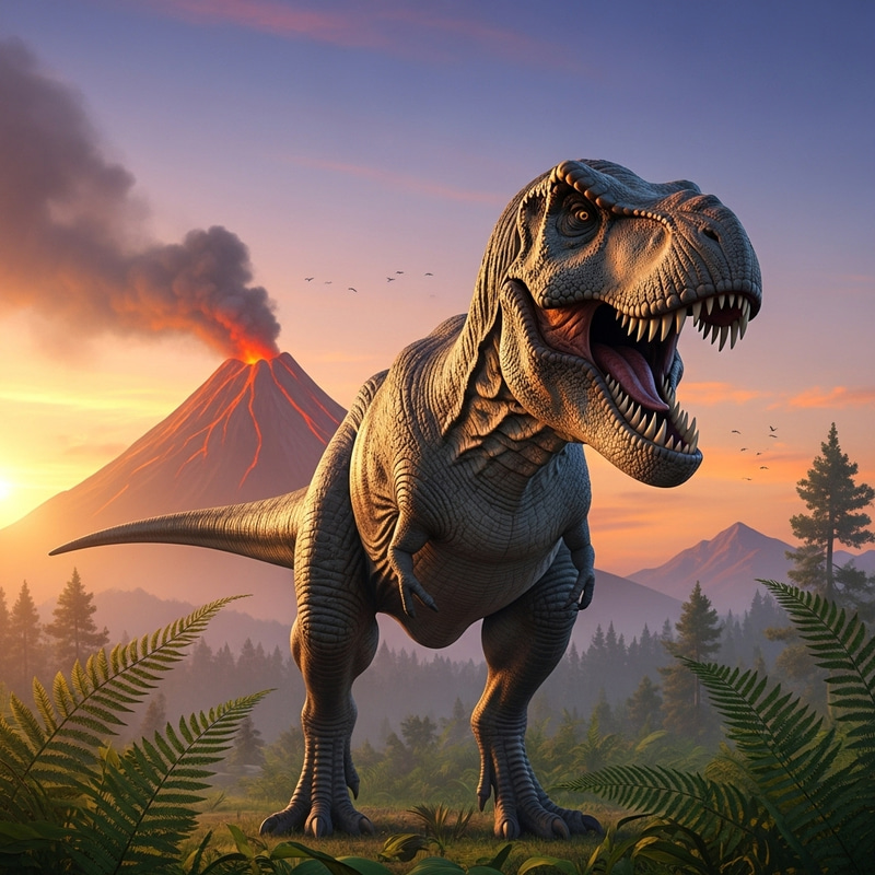 Majestic T-Rex in Prehistoric Landscape - Roaring Dominance Majestic T-Rex in Prehistoric Landscape - Roaring Dominance