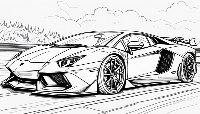 Sport Car Coloring Page for Kids Sport Car Coloring Page for Kids