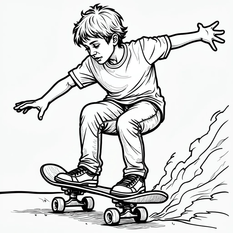 Fun Skateboard Coloring Page for Kids Fun Skateboard Coloring Page for Kids