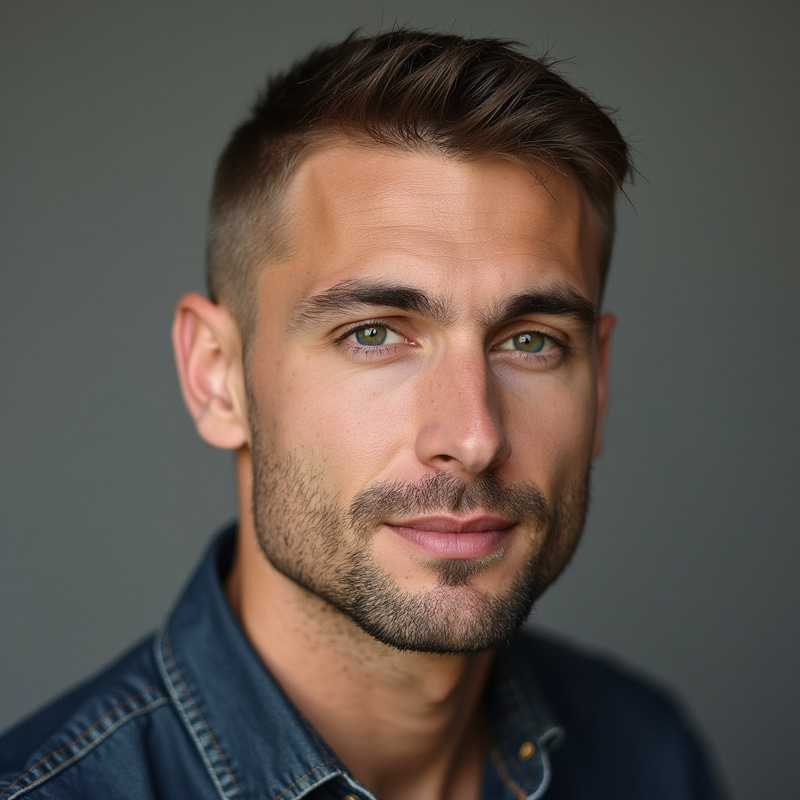Versatile Headshot: Buzz Cut Style for Everyone