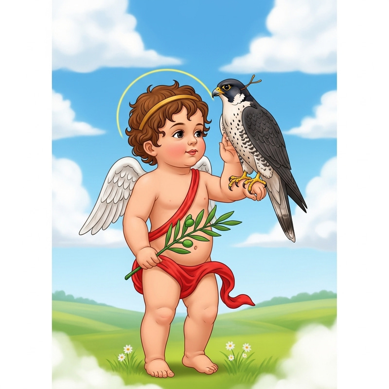 Cupid and Falcon: Roman God of Love with Falcon Cupid and Falcon: Roman God of Love with Falcon