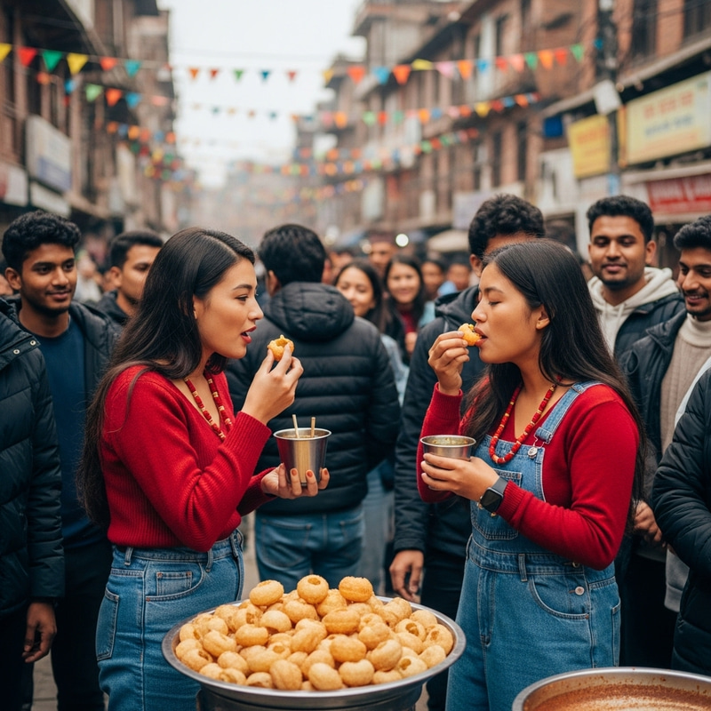Nepali Girl Enjoying Panipuri | Heartfelt Moment Captured in a Vibrant Street Market Nepali Girl Enjoying Panipuri | Heartfelt Moment Captured in a Vibrant Street Market