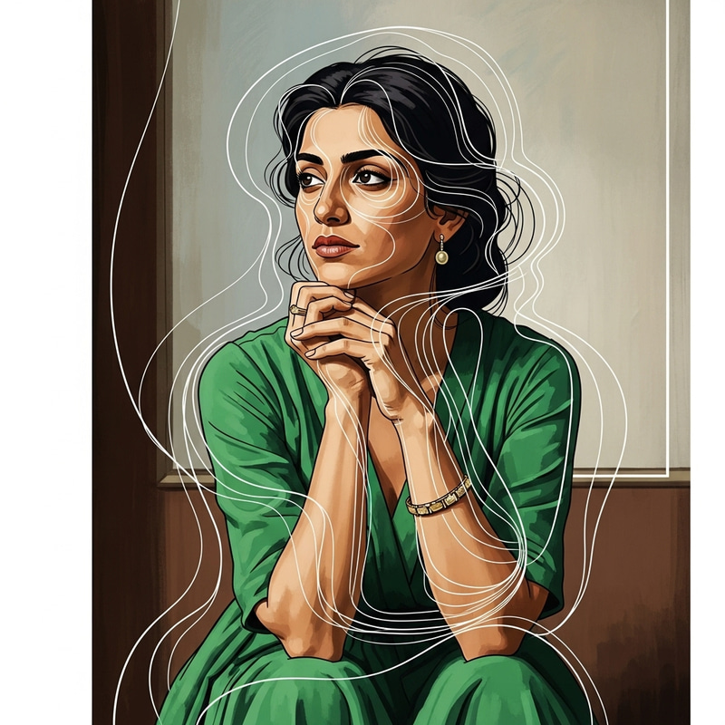 Artistic Portrait: Color, Line, Form | Middle-Eastern Woman in Green Dress Artistic Portrait: Color, Line, Form | Middle-Eastern Woman in Green Dress