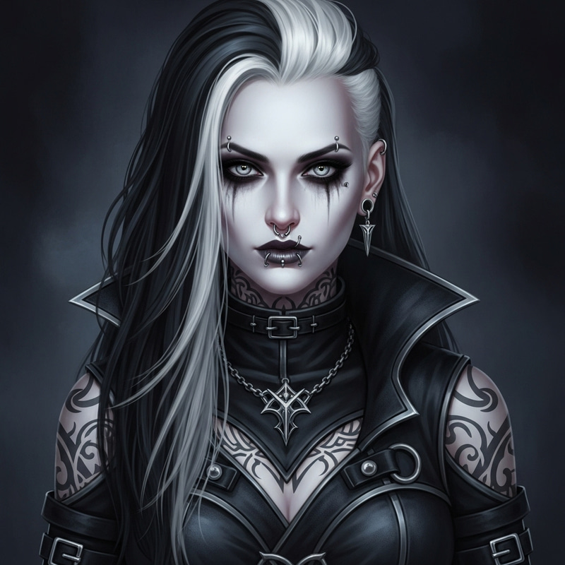 Gothic Fantasy: Coldly Beautiful Woman with Piercing Eyes Gothic Fantasy: Coldly Beautiful Woman with Piercing Eyes