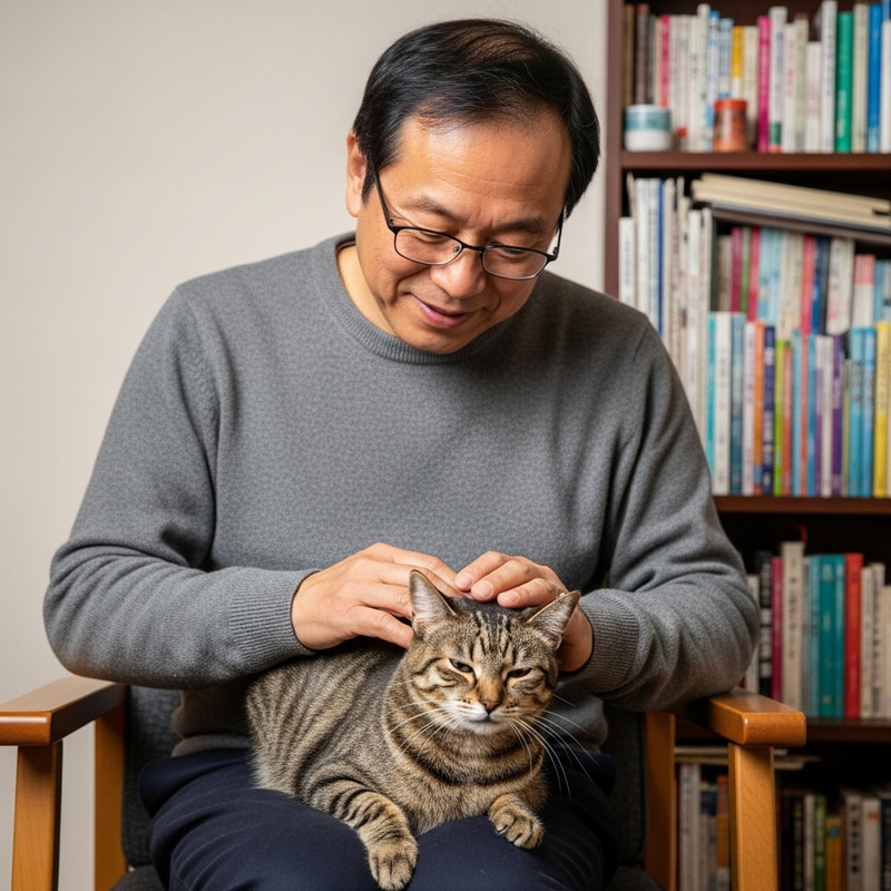 Man with Cat - Heartwarming Moment Man with Cat - Heartwarming Moment
