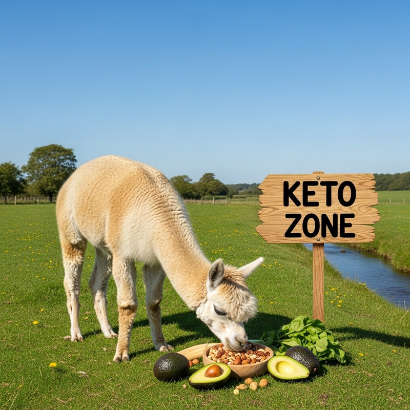 Alpaca on Keto Diet, Idyllic Scene Alpaca on Keto Diet, Idyllic Scene