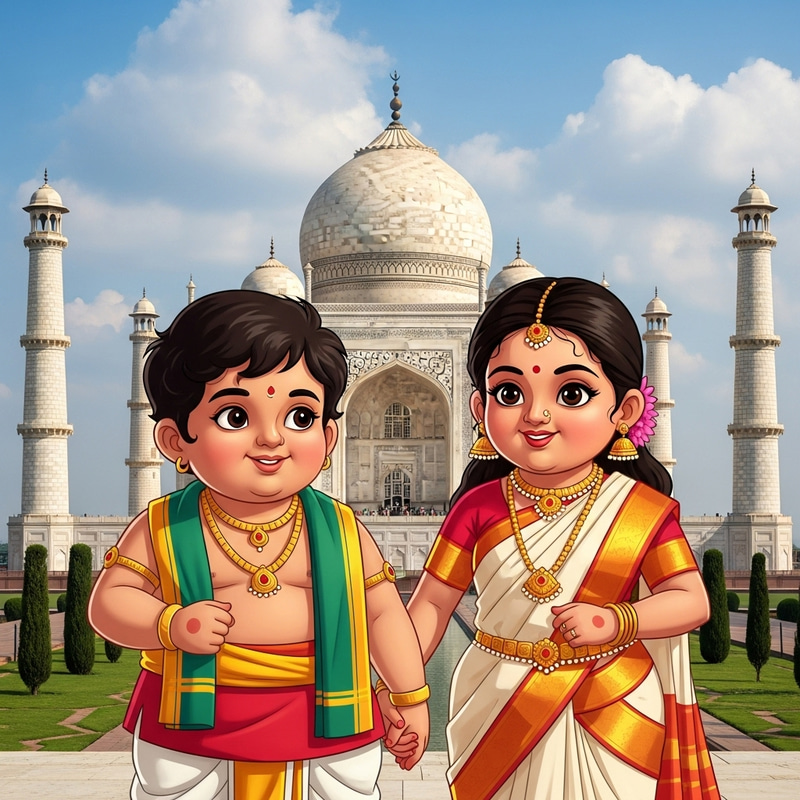 Traditional Indian Children at Taj Mahal Traditional Indian Children at Taj Mahal