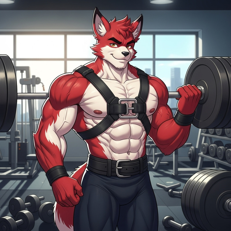 Confident Red Furry Jock Athlete in Gym | Fitness Persona Confident Red Furry Jock Athlete in Gym | Fitness Persona
