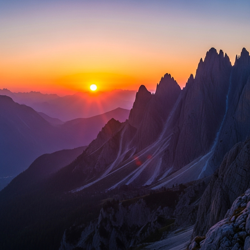 Serenity of Tranquil Sunset | Impressionist Mountains