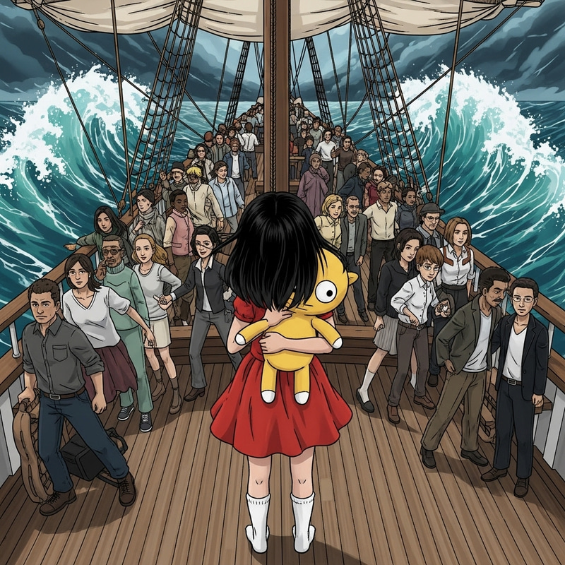 Illustration of a Tall Ship in Rough Seas