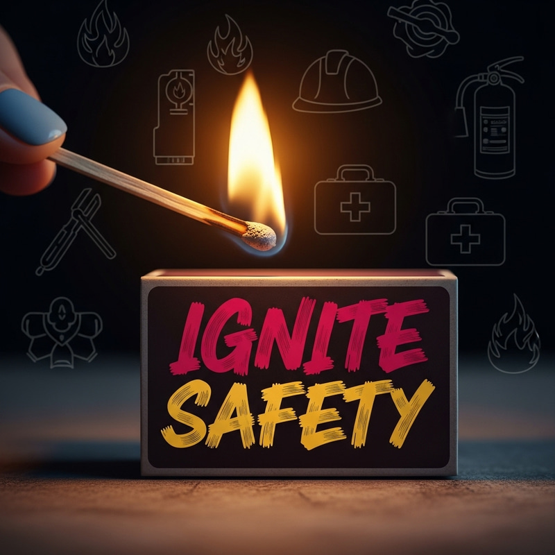 Ignite Safety - Illuminated Matchbox Flame Safety Symbol Ignite Safety - Illuminated Matchbox Flame Safety Symbol