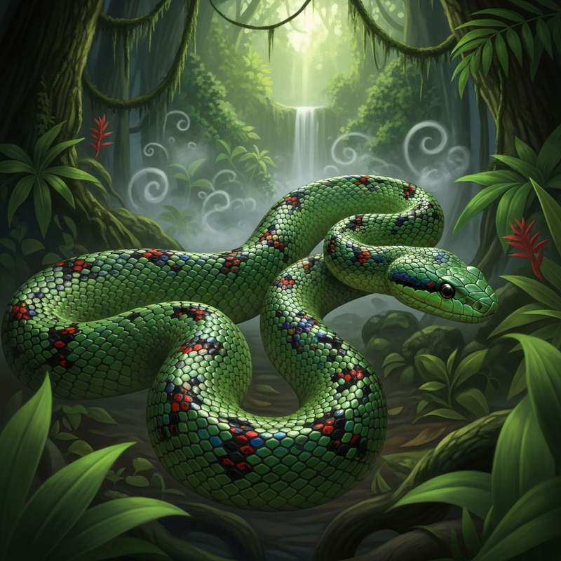 Majestic Snake in Enchanted Jungle