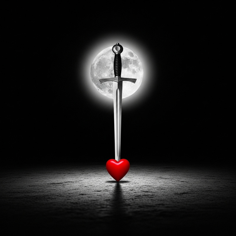 Moonlit Silver Sword & Crimson Heart | Romantic Gothic Art Moonlit Silver Sword & Crimson Heart | Romantic Gothic Art