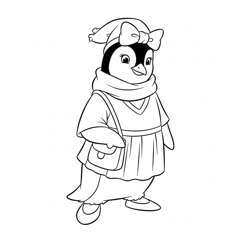 Charming Penguin Coloring Page - Classic Children's Illustration Charming Penguin Coloring Page - Classic Children's Illustration