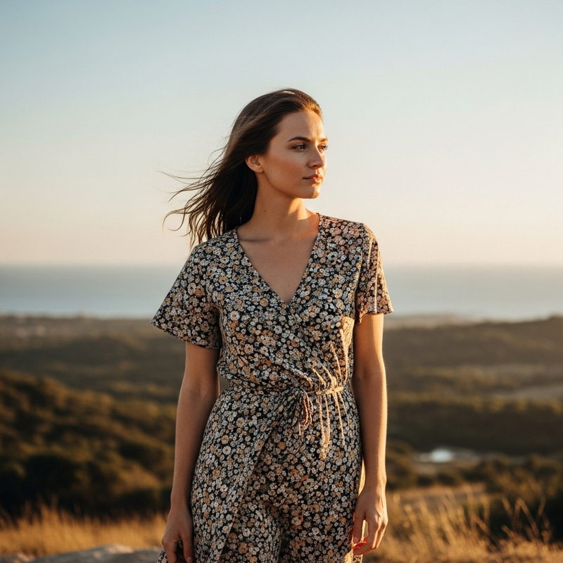 Beautiful Lady in Elegant Summer Dress - Elegant Pose Beautiful Lady in Elegant Summer Dress - Elegant Pose