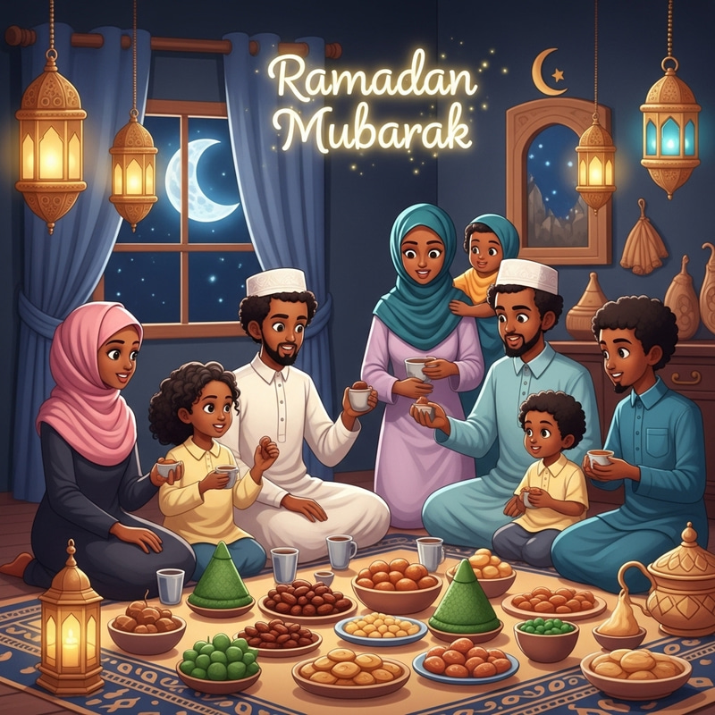 Heartwarming Somali Family Celebrating Ramadan | Festive Scene Heartwarming Somali Family Celebrating Ramadan | Festive Scene
