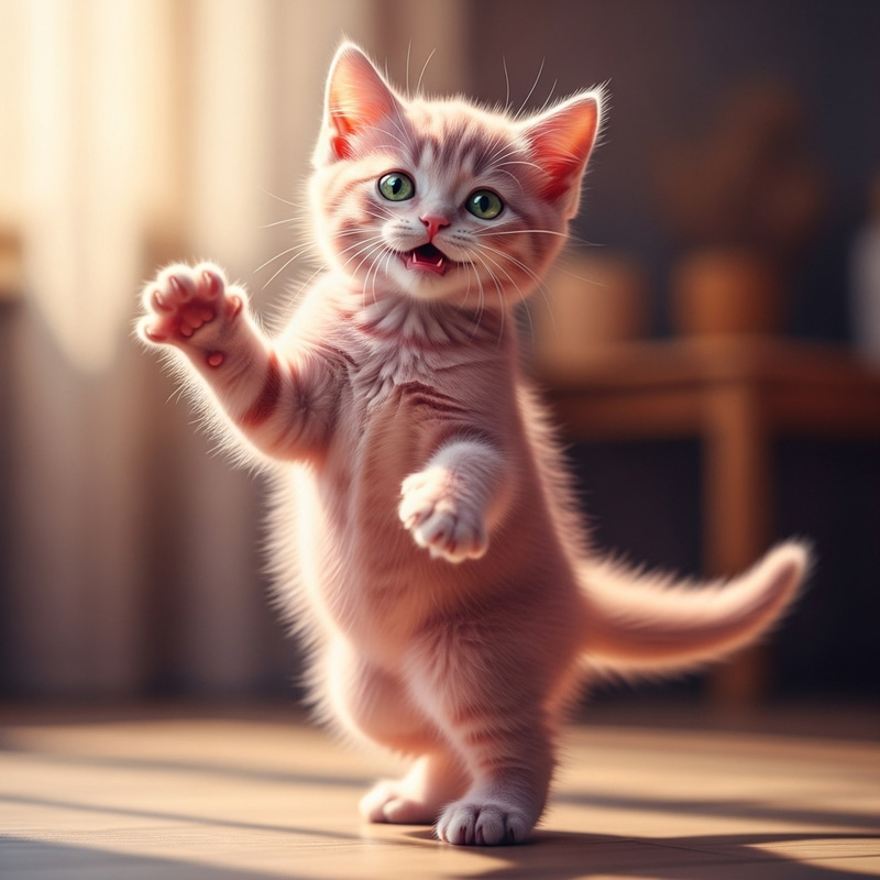 Joyful Pink Kitten Dance - Delightful Feline Moves Joyful Pink Kitten Dance - Delightful Feline Moves