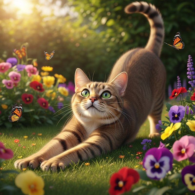 Tawny Coated Cat Basking in Sunlight Tawny Coated Cat Basking in Sunlight