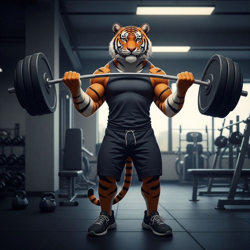 Tiger Lifting Weights at the Gym: A Unique Sight