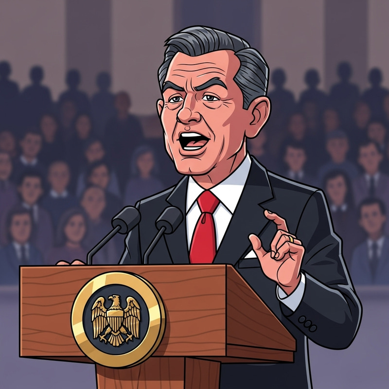 Middle-Aged Male Figure Addressing Audience