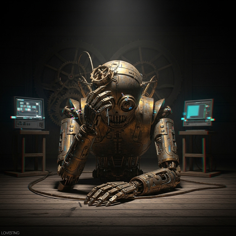 Steampunk Mechanical Entity in Distress