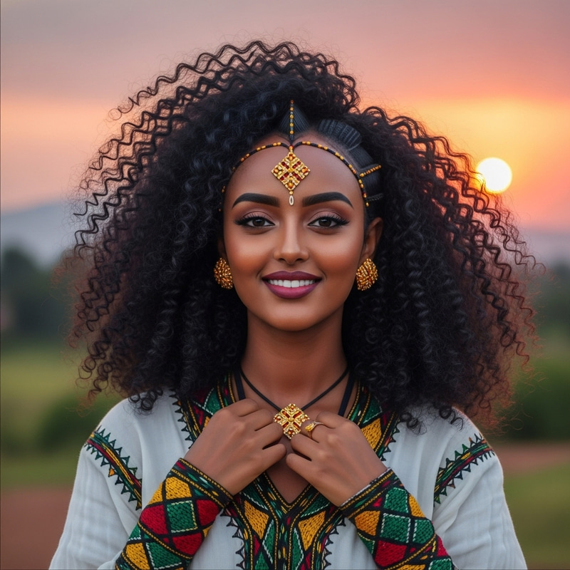 Beautiful Ethiopian Girl in Traditional Attire Beautiful Ethiopian Girl in Traditional Attire