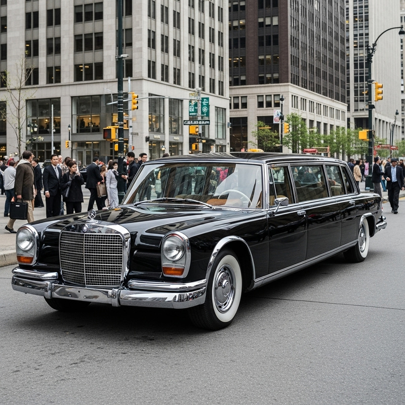 Vintage Mercedes 600 Pullmann in Urban Cityscape Vintage Mercedes 600 Pullmann in Urban Cityscape